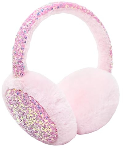 Cache-oreilles SEDEX pour enfants, filles, hiver, avec paillettes, thermique, peluche, couvertures d'oreilles douces, coupe-vent, réglable, pour la tête, sports de plein air, fausse fourrure, ski