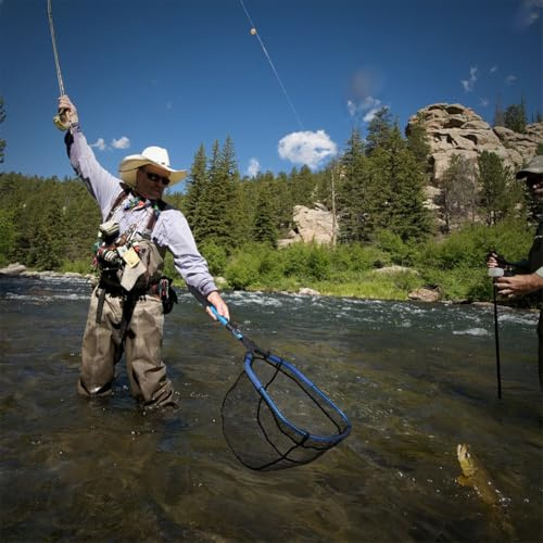 FACAIIO Retractable Folding Fishing Net, 107cm Landing Net Fishing Pond Floats, Aluminum Alloy Frame