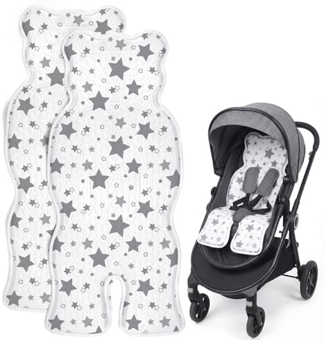 2 Pack Orzbow Colchoneta Silla Paseo Universal - Colchoneta Carro Bebe Verano | Gran Refrescante Transpirable | para Silla de Coche para Bebé, Carrito, Asientos Bebé y Minicuna | Estrella
