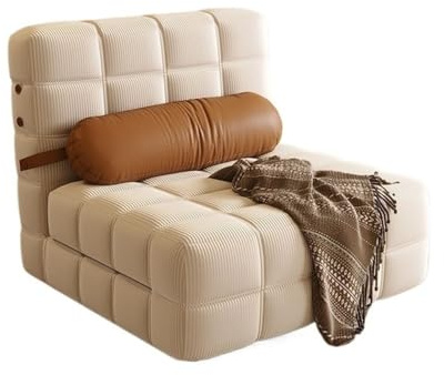 Bäddsoffa 5-läges justerbar hopfällbar bäddsoffa, stoppad sovfåtölj for vardagsrum(Beige)