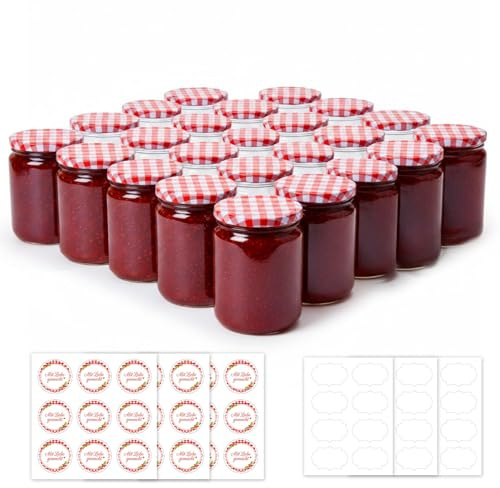 ComSaf Petits Pots en Verre 240 ml Lot de 24 avec Couvercles pour Confiture