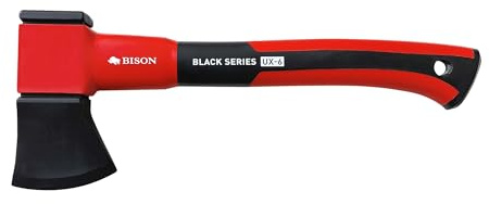 Bison Black Series UX6 Universalbeil – Kompaktes Beil mit Glasfaserstiel, kraftvoll & vielseitig, Forst-, Garten- & Campingbeil, ideal für Anmachholz & Brennholz