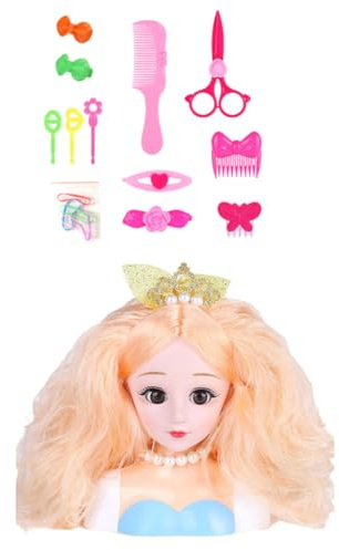 Aetherize Testa di Bambola per Acconciature per Bambini Testa di Bambola per Ragazze Parrucchiere Styling Trucco Accessori per di 12 Pezzi per Capelli