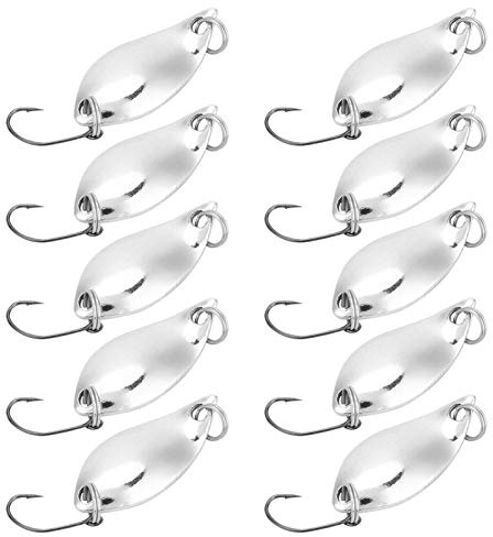 AMONIDA 10 Pièces Ensemble de Leurres de Pêche Appâts Wobbler Durables Attirer Les Poissons pour Les Amateurs de Pêche Métal Or et Argent 3.2 Cm (Argent 2,5g)