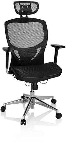 hjh OFFICE 657000 Profi Bürostuhl Venus ONE Netzstoff Schwarz ergonomischer Drehstuhl, Rückenlehne höhenverstellbar