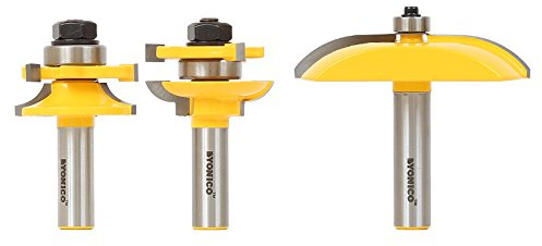 YONICO Router Bits Set Cabinet Door Raised Panel 3 Bit Round Over 1/2-Inch Shank 12339