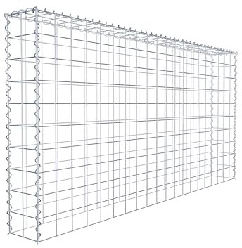 Panier de pierre gabion carré, mailles 10 x 10 cm, profondeur Fermeture 20 cm, Panier de culture type 3, spirale, galvanisé 200 x 100 x 20 cm