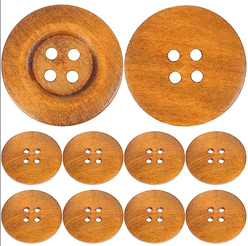 10 Unidades 50 mm 4 Agujeros Madera Botones Medio Ancho Redondas Lado DIY Prensa Pendientes snapserver (Café)