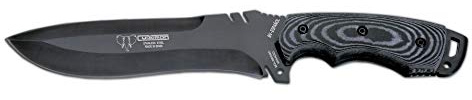 Cudeman Cuchillo 299-N-K* funda de KYDEX Boina Verde hoja de acero ACX-380 pavonada en negro de 18 cm y empuñadura de micarta negra de 13,5 cm para caza, pesca, supervivencia y bushcraft