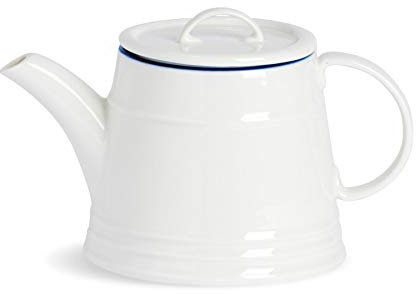 Nicola Spring Farmhouse Teapot - 900ml White Porcelain Rustic Country Cottage Teaware with Lid, Comfort Handle & Elongated Spout