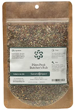 Savory Spice Pikes Peak Butcher's Rub - All-Purpose Grilling Seasoning for Meat and Vegetables - Classic Butcher's Blend for BBQ, Smoking, and Roasting - Gluten-Free, Sugar-Free, Vegan, No MSG (1 Cup Bag - Net: 4.4 oz)