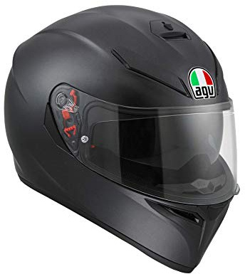 AGV K3 SV ECE 22-05 Solid Motorrad Integralhelm ECE 22-05 mit Sonnenblende, Matt Schwarz, XXL