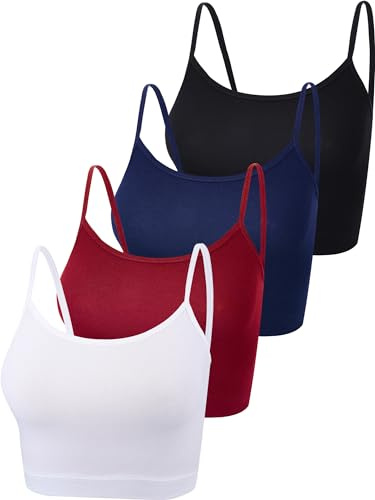 Bauchfreies Tank-Top, ärmellos, Racerback-Design, Baumwolle, für Damen, 4 Stück - - Klein