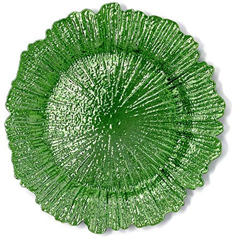 Allgala 13-Inch 6-Pack Re-Usable Heavy Quality Plastic Round Charger Plates-Reef Green-HD80335
