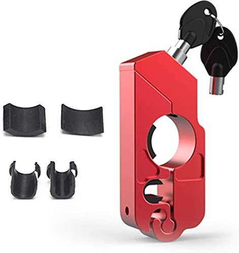 Universal-Schloss für Motorradlenker, Bremslevelschloss für Lenker, Diebstahlsicherung aus Aluminiumlegierung mit 2 Schlüsseln zur Sicherung von Fahrrad, Roller, Motorrad, Mountainbike (rot)