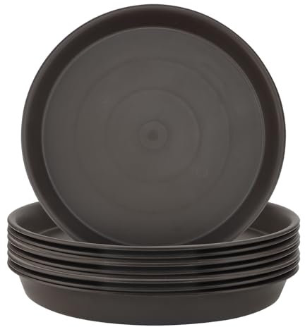 ZEONHAK 10 Pack 30cm Plant Pot Saucers, 12 Inch Plant Drip Tray, Plastic Flower Pot Tray for Garden Plant, Brown