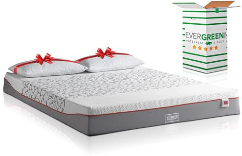 EVERGREENWEB - Miglior Materasso Matrimoniale 160x200 Alto 20 cm MEMORY FOAM DISPOSITIVO MEDICO Ortopedico MASSAGGIANTE con Coppia Cuscini Letto, Rivestimento SFODERABILE Lavabile Tessuto ANALLERGICO