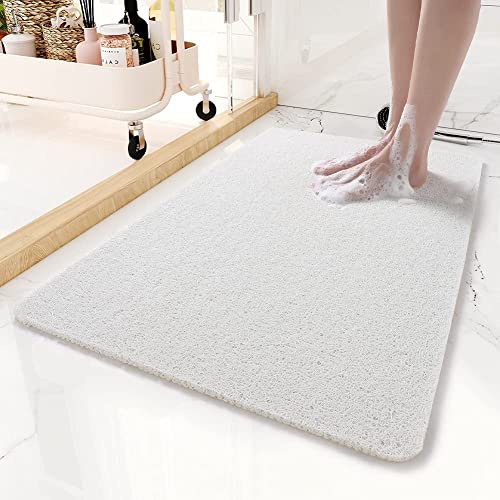 Duschmatta för inomhusdusch, 45 x 75 cm luffa-badmatta halkfri anti-mögel antibakteriell mjuk PVC badmatta för badrum våta duschområden