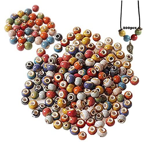 Keramikperlen 6mm 200 Stück Keramik Perlen Lang Keramikperlen Zum AuffäDeln Perlen Mit Loch 6mm Keramik Perlen Schmuck Bastelperlen Runde Lose Perle Für Halskette DIY Schmuck Bettelarmband