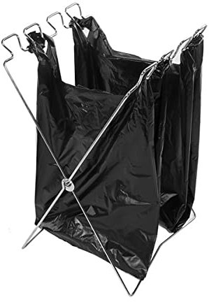 LJBOZ MüLlbeutelhalter Klappbar, Tragbar Edelstahl MüLlsackhalter Metall, Camping MüLleimer Regal Faltbar, Zum AufhäNgen, MüLlsackhalterung für Garten Picnick Camping