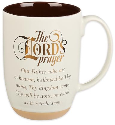 Christian Art Gifts White Clay Base Ceramic Coffee Mug – 15 oz. Lead and Cadmium-free Inspirational Scripture Coffee and Tea Mug for Men and Women with Bible Verse: The Lord's Prayer –Matthew 6:9-13