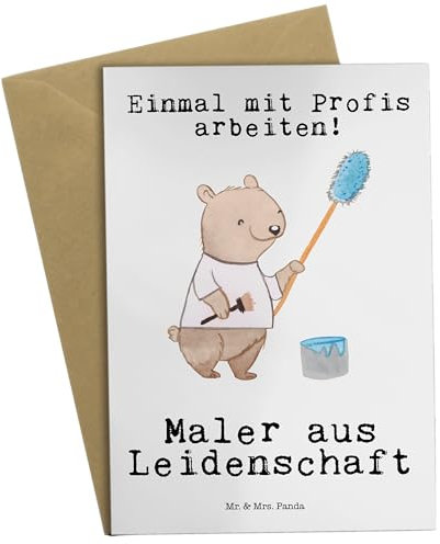 Mr. & Mrs. Panda Beileidskarte Maler Leidenschaft - Geschenk, Malermeister, einladungskarten, hochzeitskarten, Grußkarte, Grußkarten, weihnachtskarten, Lustig, Witzig, Spruch, osterkarten