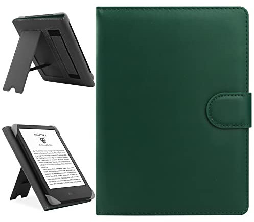 HoYiXi Universal Hülle Kompatibel mit 6.8'' Kindle Paperwhite/6'' Neue Kindle 2022 & 2019/Kobo Clara HD/Kobo Clara 2E Leder Stand Schutzhülle für 6-6.8'' Pocketbook/Tolino/Sony E-Book Reader, grün