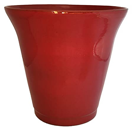 Ceramiche Angela Rinaldi - Vaso per piante Rosso e Nero in Ceramica di Vietri dipinto a mano diametro cm 37 H cm 37 Fioriera Terracotta Maiolica (rosso)