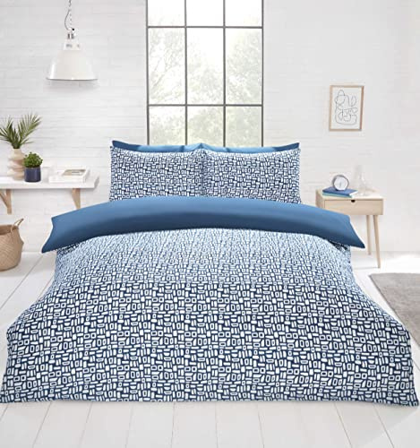 Rapport Home Pebbles Mikrofaser-Bettwäsche-Set, Doppelbettgröße, blau, mit Kissenbezügen
