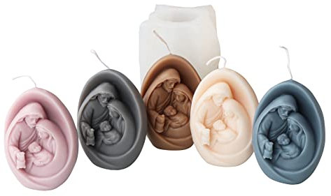 Xidmold Heilige Familie Silikonform Kerzenform, Jesus Mary Joseph Kerzengießform Silikon, Silikonform für Sojawachs Kerzen, Seife, Epoxidharz Handwerk, Religiöse Figur Dekoration