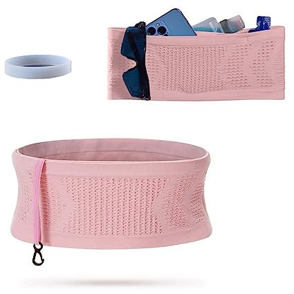 Laufgürtel Handytasche Multifunktionale hüfttasche Damen, Bauchtasche Gürteltasche Aus Stricken Atmungsaktive Großer Kapazität Geeignet läuft,Radfahren,Wandern,Gym (Pink, M)