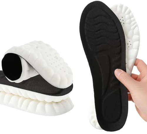 Memory Foam Insoles for Men&Women,Sports Shock Absorption Insole,with Arch Support 4D Thickened Breathable High Elastic Insoles for Trainers Sneakers Work Boots (UK 3-6(25.5cm))