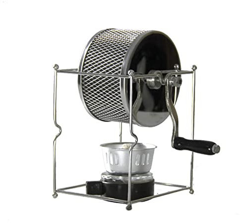 Samnuerly Kaffeeröster-Maschine, manuelle Kaffeebohnen-Röstmaschine für den Heimgebrauch, Haushalt, 304 Edelstahl, Trommeltyp, rotierender Kaffeeröster, Handgebrauch mit Brenner, 100 g