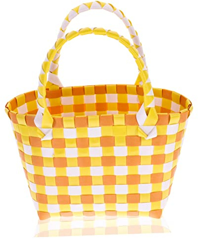 Hoement Geflochtener Aufbewahrungskorb Mit Griff Bunter Organizer Für Obst Snacks Und Blumen Leicht Handlich Für Picknicks Strand Und Zuhause Stilvolle Deko Für Jedes Zimmer