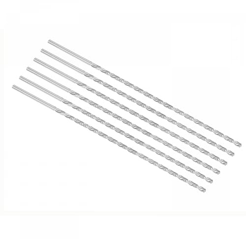 TOP-VIGOR 6Pcs 4mm Dia Extra Long Twist Drill Bits, 200mm Length High Speed Steel Extended Spiral Drill Bit, Straight Shank Twist Drill Bit Tool for Wood Metal Aluminum Plastic