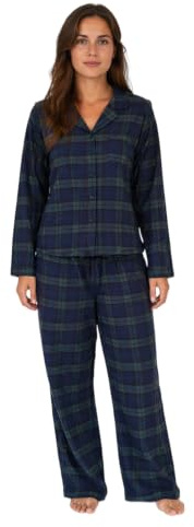 BEEYANOPAL Ensemble Pyjama Femme Flanelle 100% Coton Doux Chaud Haut boutonné Pantalon élastique à Carreaux avec Poches