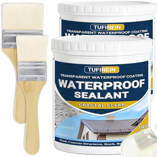 TUFINEIN Impermeabilizante Transparente 2KG, Revestimiento Impermeable Definitivo Interiores y Exteriores, Sellador de Fugas Transparente Revestimientos Impermeables al Agua