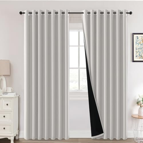 H.Versailtex 100% Blackout Curtains,Thermal Insulated & Warm Protecting Curtains Eyelet for Living Room, Bedroom,90 x 90 Inch,2 Panels,Cream Natural Curtains