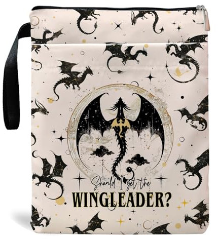 Maydvdv Buchhülle mit Reißverschluss, Drachen-Motiv, Polyester, wasserdicht, hand- und maschinenwaschbar, für Bücher, Geschenke für Frauen, Lehrer, etc.