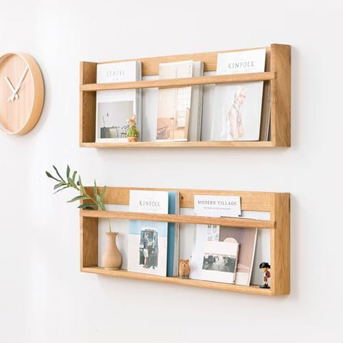SOBS 2er-Pack Wand-Zeitungsständer, Aktenhalter, Massivholz-Bücherregal, wandmontierter Zeitungsständer, Organizer for Eingangsbereich, Wohnzimmer, Wartezimmer, Kinderzimmer, Büro(90x7x30cm)