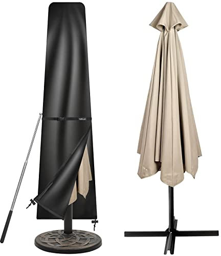 Tavaler Housse de protection pour parasol de 3 à 4 m, avec tige, en tissu Oxford 420D, résistante aux intempéries, aux UV, au vent et à la neige (240 x 57/57 cm)