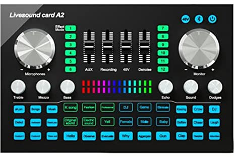 CVNIMV Mixeur Audio Professionnel, Carte Son en Direct, Carte Son Bluetooth Portable, Volume Audio réglable Professionnel pour l'enregistrement de Musique