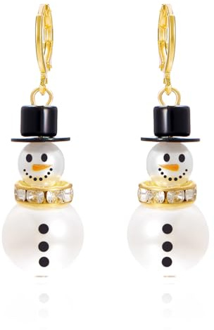 fdsmall Schneemann Ohrringe für Frauen - Strass Dangle Ohrringe Silber CZ Funkelnde Weihnachten Ohrstecker Schmuck Geschenk (02)
