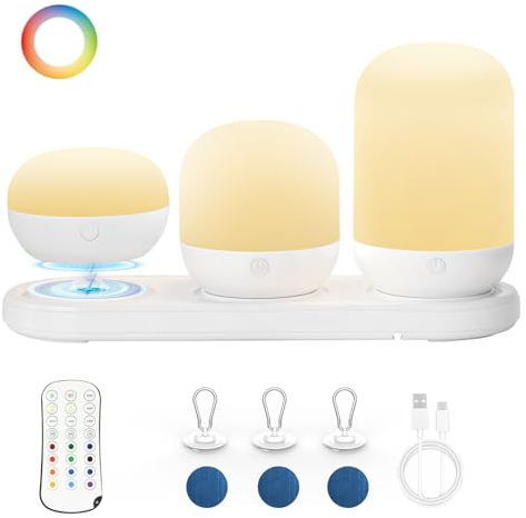 3-in-1 Rechargeable Night Light for Kids, Dimmable Egg Night Light with Remote Control, Portable Nightlight with 17 Colors Changing & Timer Setting, Xmas Christmas, Birthday Gifts for Boys Girls