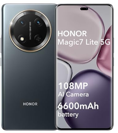 HONOR Magic7 Lite 5G Smartphone 8GB 256GB, 6.78 120Hz AMOLED écran incurvé, 108MP Caméra Arrière, Android 14, Dual Sim, Google Play, NFC, Noir