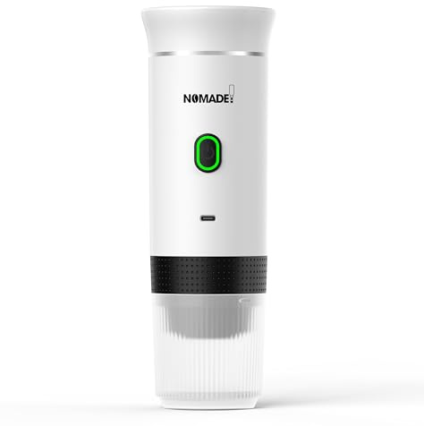 Nomade Café Machine à Espresso Portable, Type 3 en 1 : Café Moulu ou compatible avec Capsules Nespresso®, compatible avec Dolce Gusto®, 750g, Métallique (Blanc)