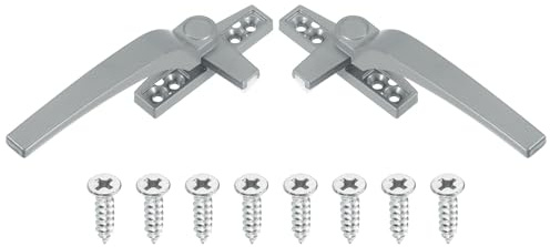 sourcing map 2Pcs Casement Window Locking Handle, Zinc Alloy Locking Handle Grasp Grip Left and Right Hand for Windows, Silver Gray