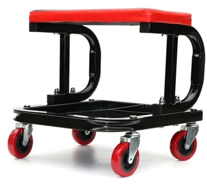 ATUMY Werkstatt hocker Gepolsterter Werkstatthocker mit Rollen, 113 kg Tragkraft, mit Werkzeugablage, Hocker für Automechaniker Werkstatt Rollhocker