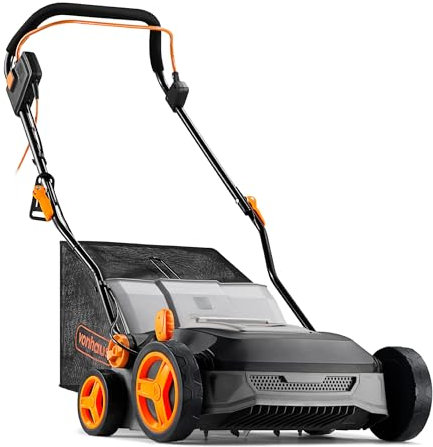 VonHaus Lawn Scarifier/Aerator/Rake Electric 1600W – for Dethatching/Raking Grass of Thatch, Moss, Dead Leaves and Aerates Soil – 45L Collection Box, 10m Cable, 6 Cutting Heights, 37cm Working Width
