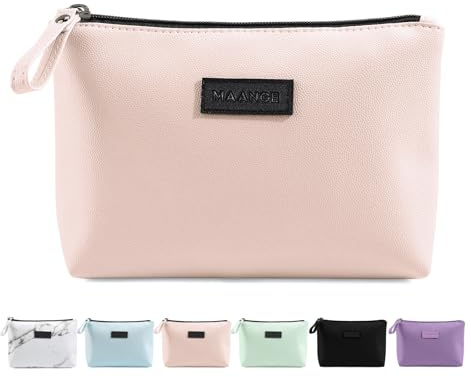 Kleine Kosmetiktasche MAANGE Kleine Make up Tasche Tragbare Reise Schminktasche wasserdichte PU Leder mit Griff Niedliche Vielseitige Reißverschlusstasche für Frauen